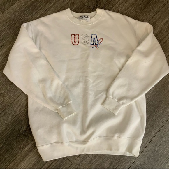 TALK OF THE WALK / AC White Sweatshirt U.S.A Sz Large - Picture 7 of 8